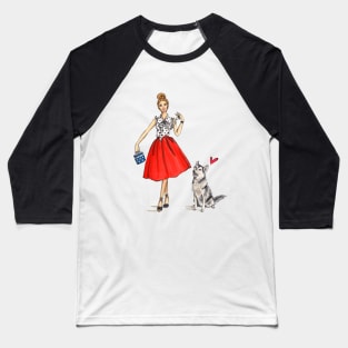 Girl and Husky Baseball T-Shirt